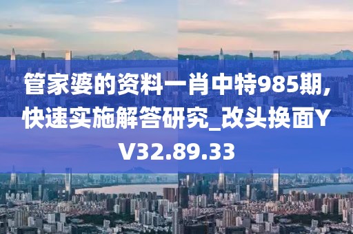 管家婆的资料一肖中特985期,快速实施解答研究_改头换面YV32.89.33