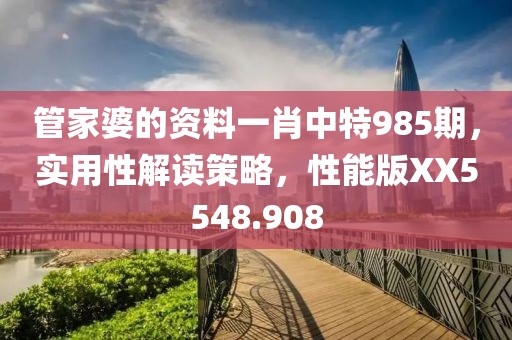 管家婆的资料一肖中特985期，实用性解读策略，性能版XX5548.908