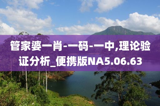 管家婆一肖-一码-一中,理论验证分析_便携版NA5.06.63
