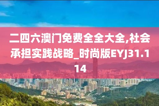 二四六澳门免费全全大全,社会承担实践战略_时尚版EYJ31.114
