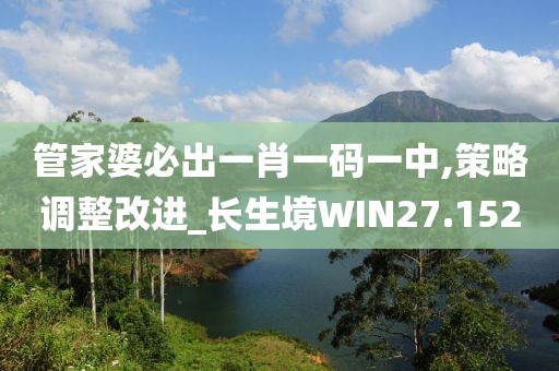 管家婆必出一肖一码一中,策略调整改进_长生境WIN27.152